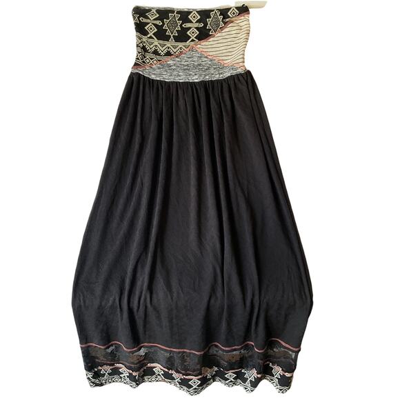 Scrapbook Women Midi Dress M Black Rayon Geometric A-Line Bohemian Embroidered - Picture 1 of 10